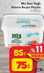 MİS TAM YAĞLI SÜZME BEYAZ PEYNİR 500 G fiyat ve kampanya bilgisi